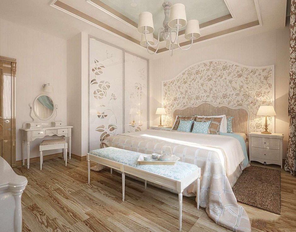 Спальня в стиле Прованс в пастельных тонах