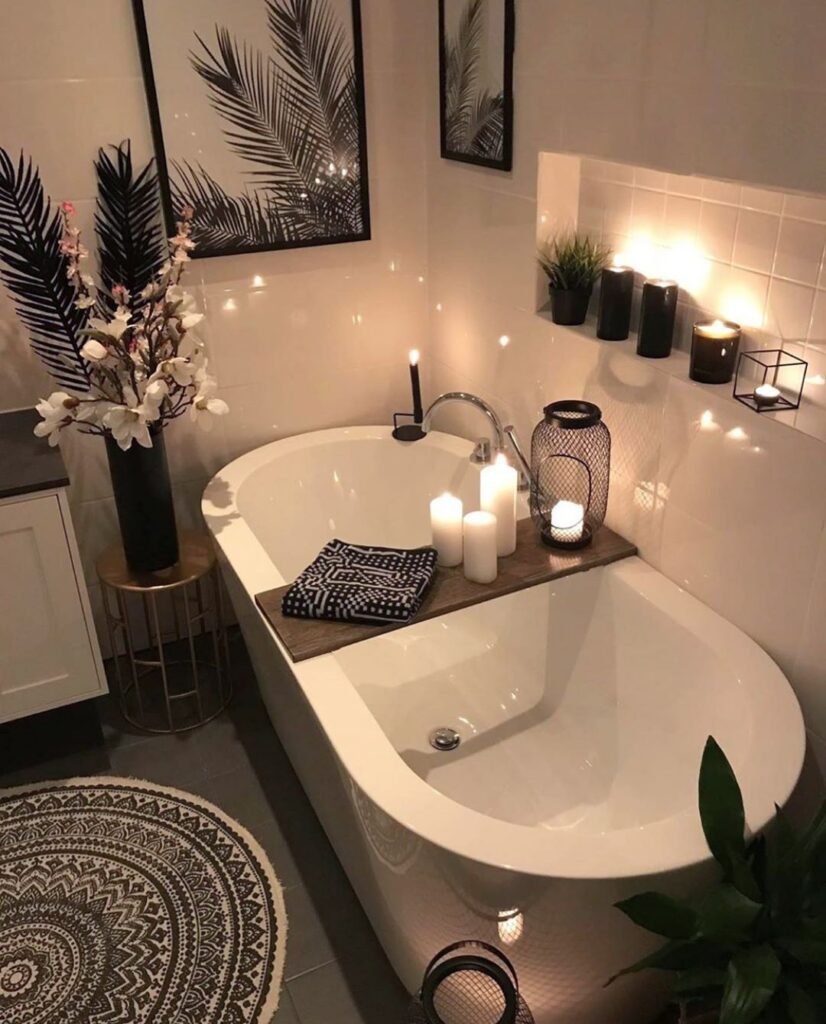 Уютный интерьер ванной комнаты