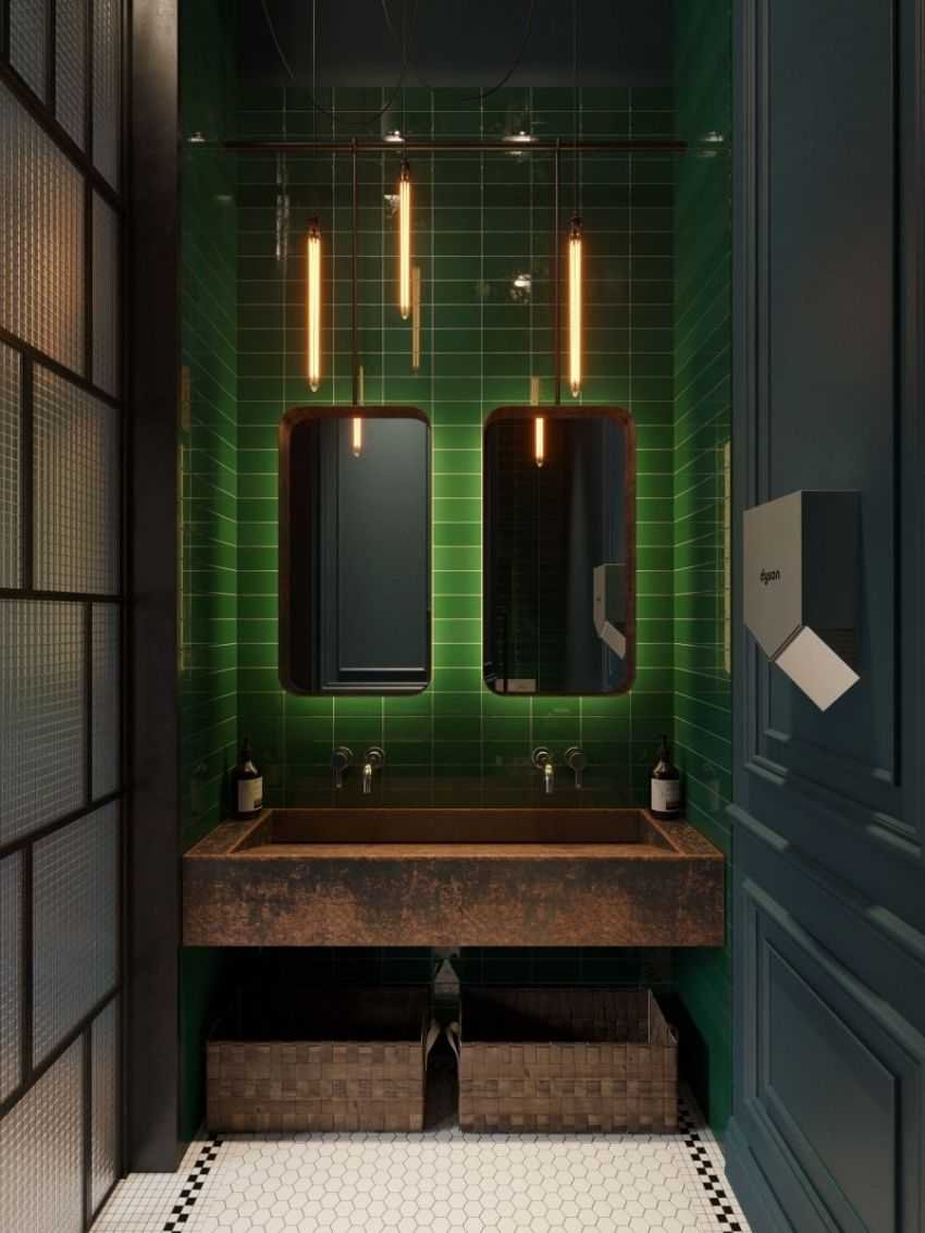 Темно зеленая ванная