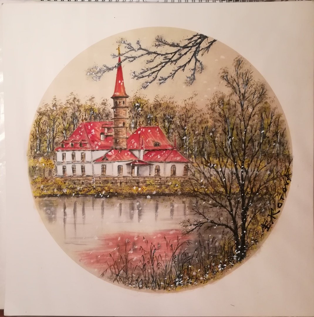 Приоратский дворец в Гатчине рисунок