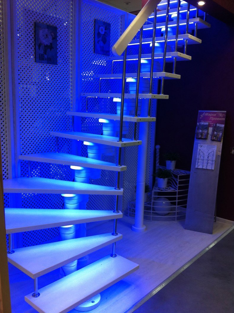Led подсветка ступеней лестницы светодиодная лента