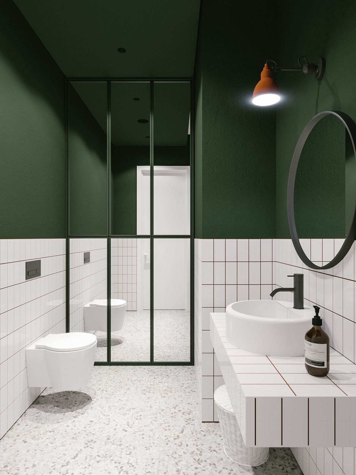 Зеленая ванная комната дизайн с туалетом: 87 фото