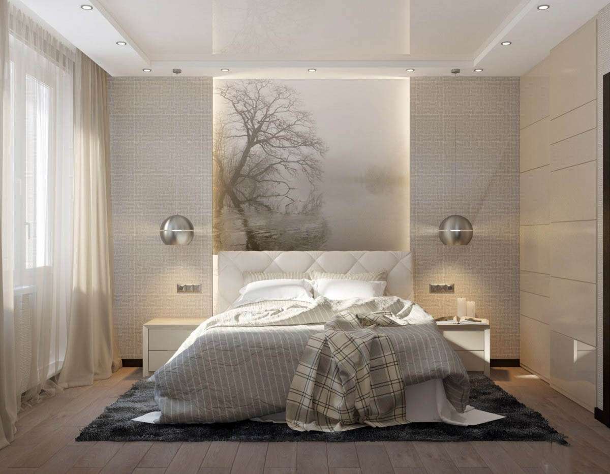Современный интерьер маленькой спальни