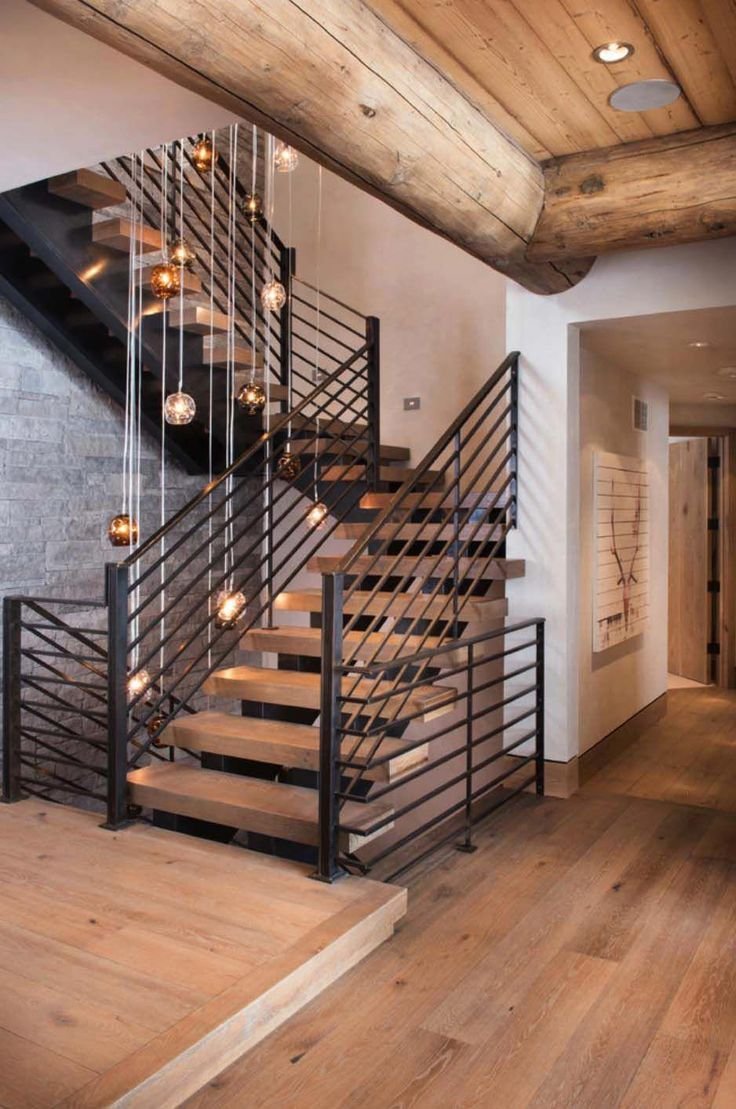 Двухмаршевая лестница в стиле лофт