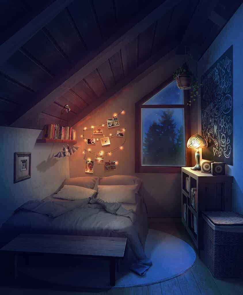 Уютная комната в стиле аниме