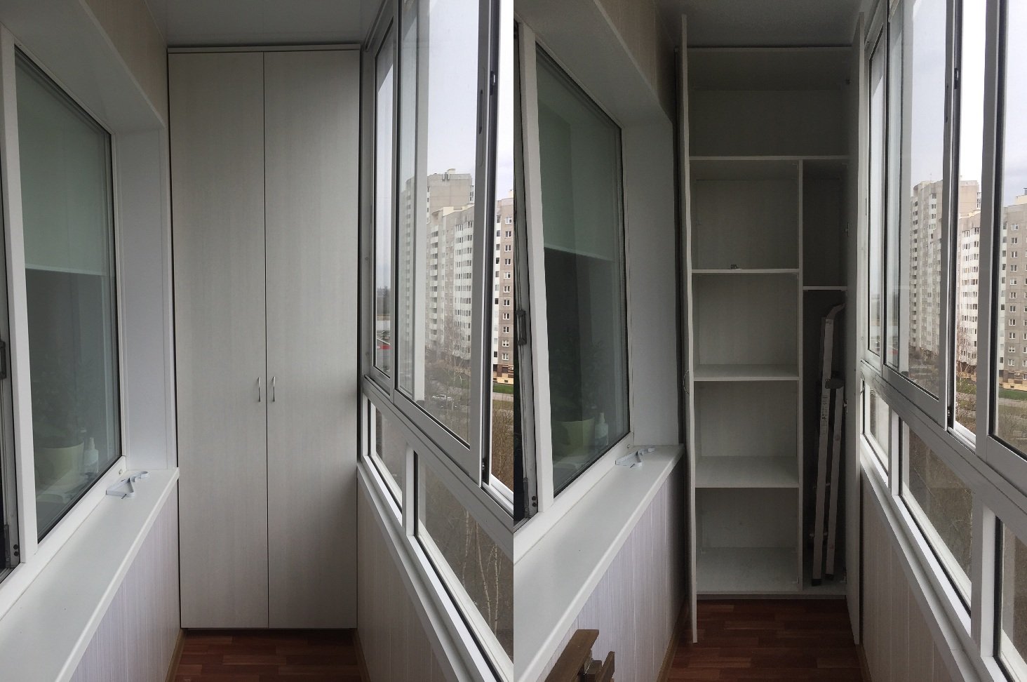 Балкон со шкафом фото. Шкафчик на балкон. Шкаф на лоджию. Встроенные шкафы на лоджии. Шкаф на узкий балкон.