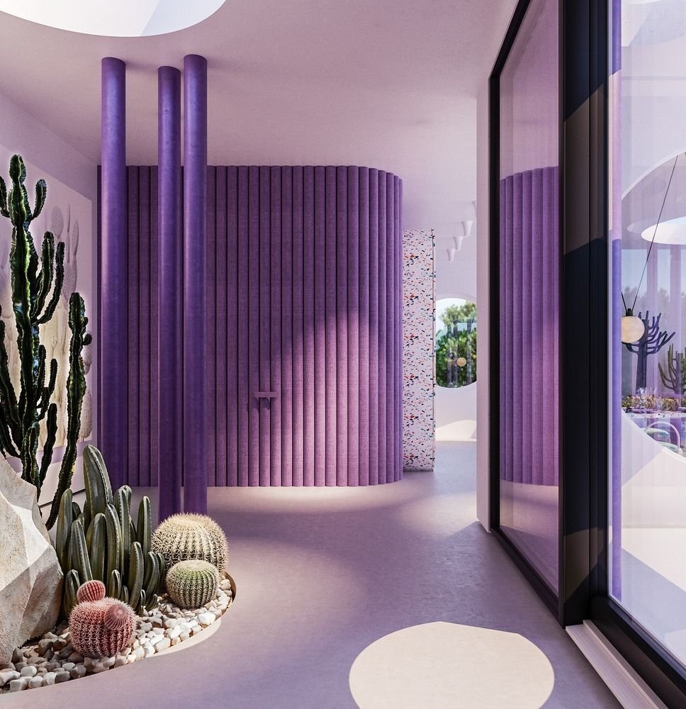 Интерьер квартиры с фиолетовыми элементами