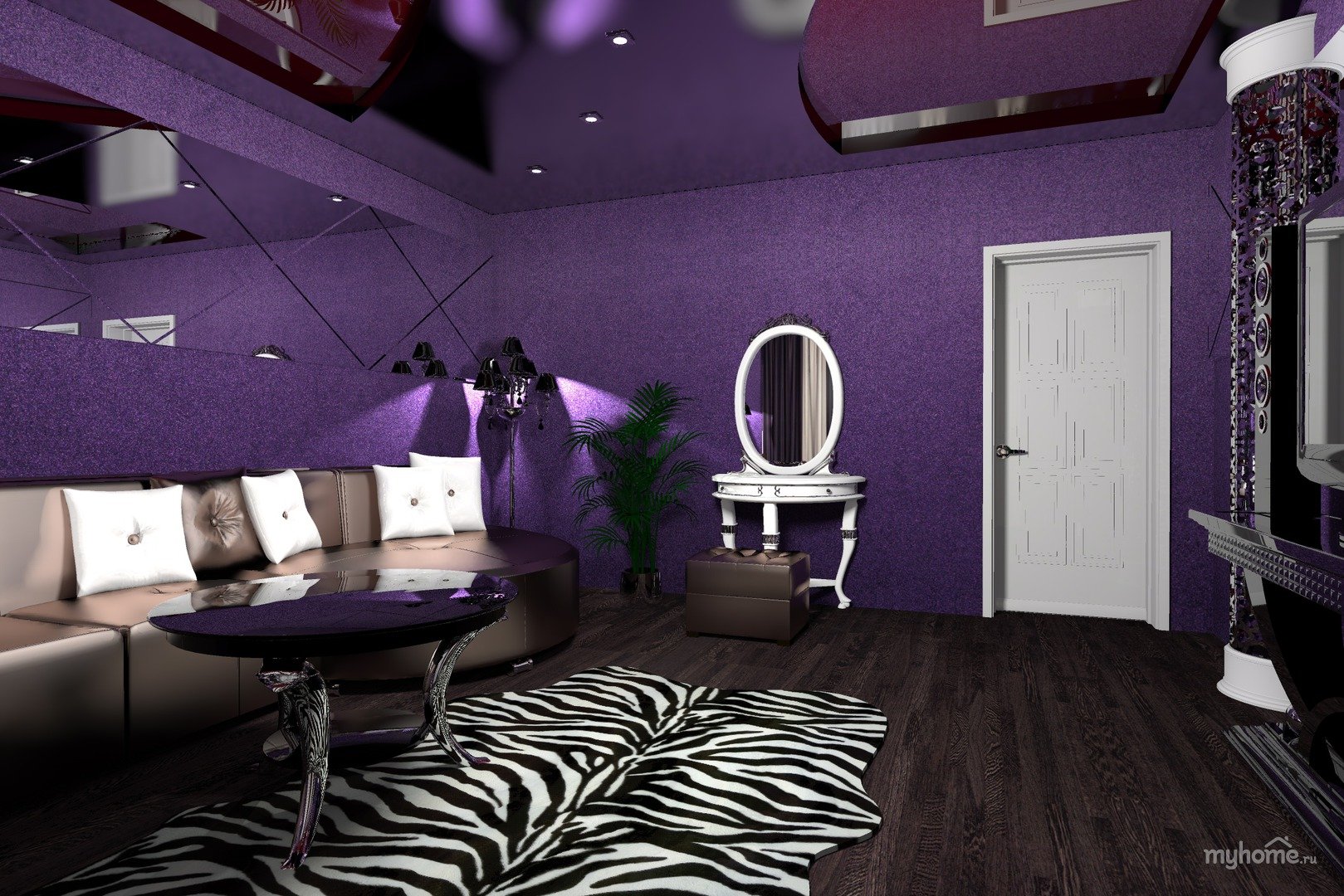 Фиолетовые стены в квартире