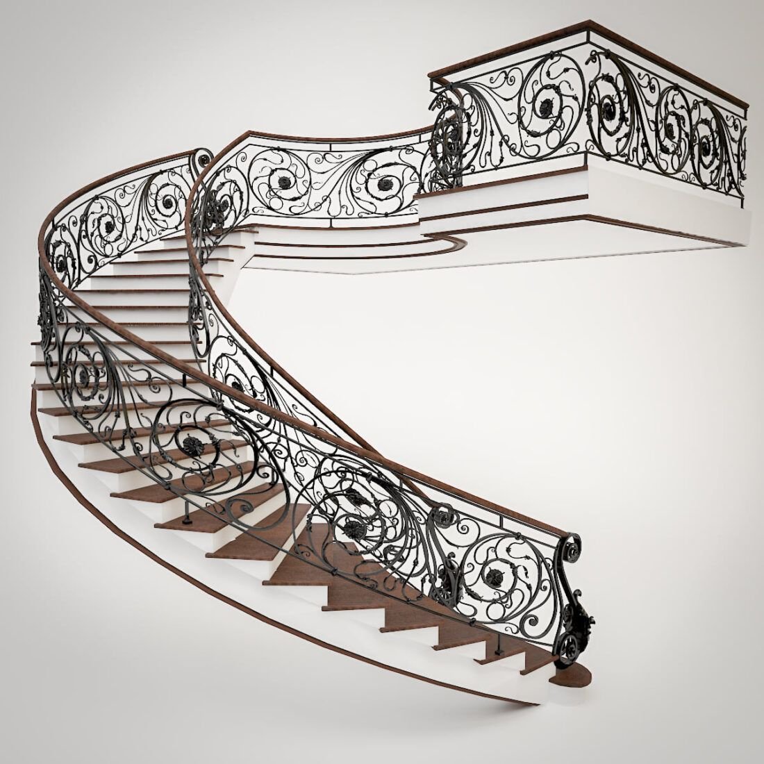 3 D модель кованой лестницы