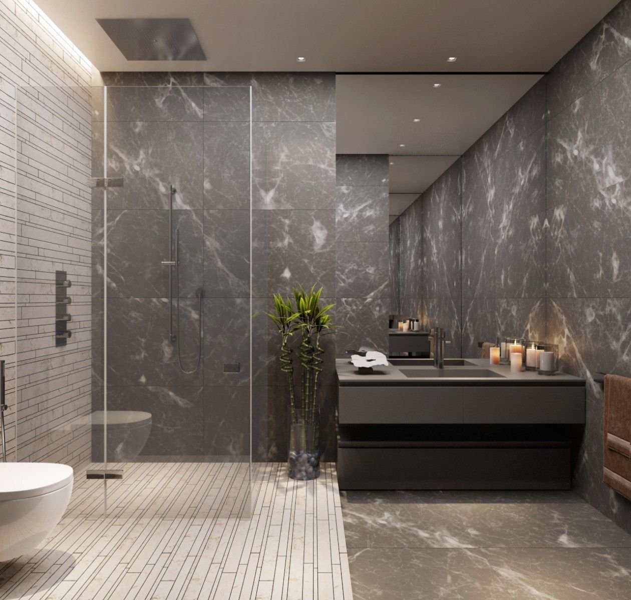 дизайн ванной комнаты бетон