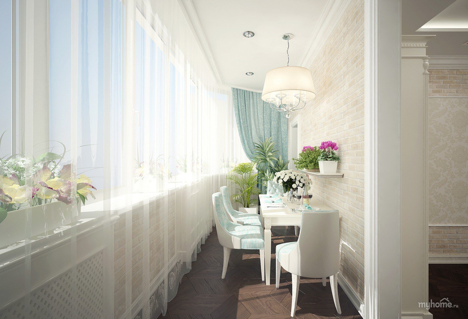 фото белой кухни на балконе