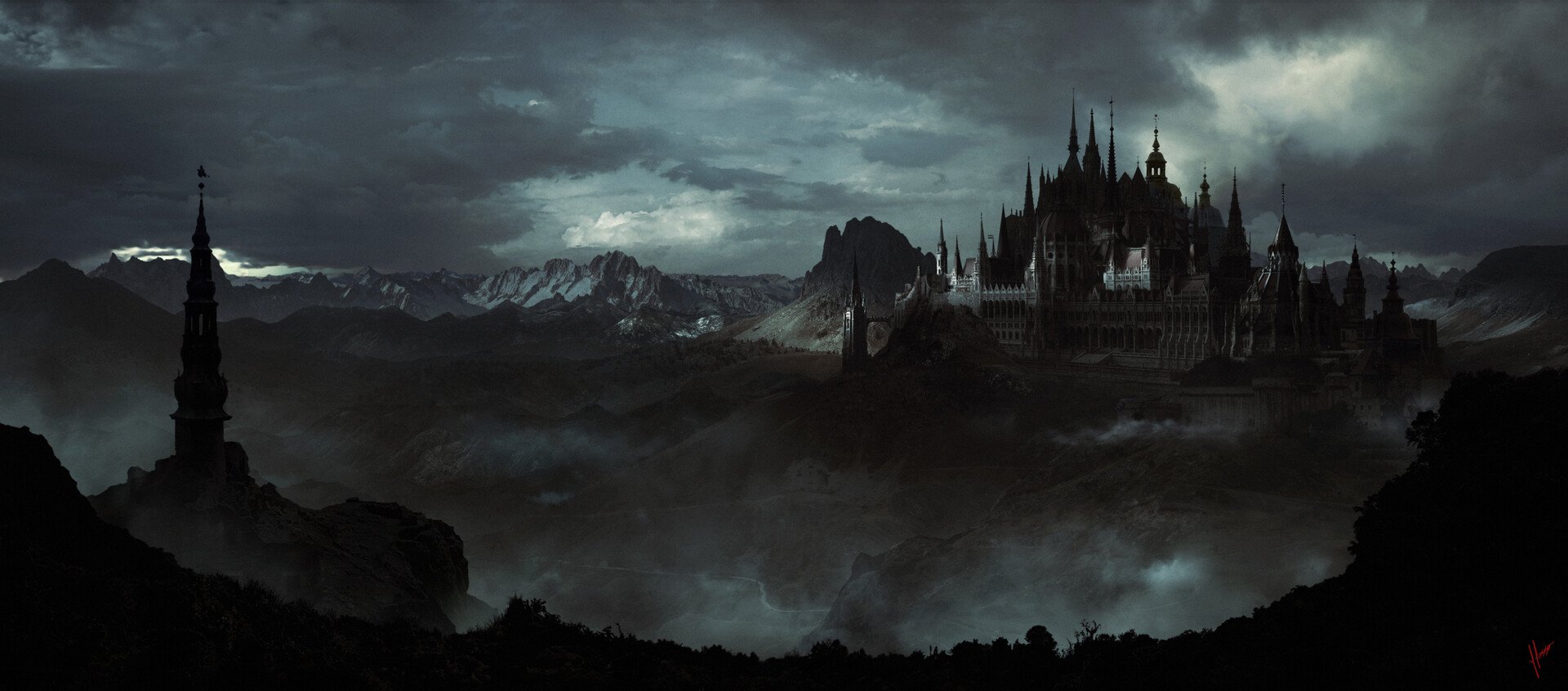 Мрачный замок на горе