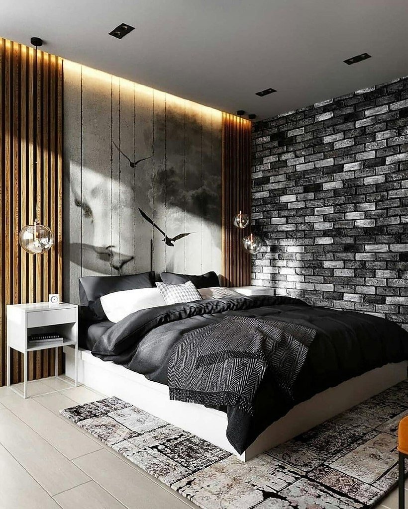 Спальня в стили с элементами лофт