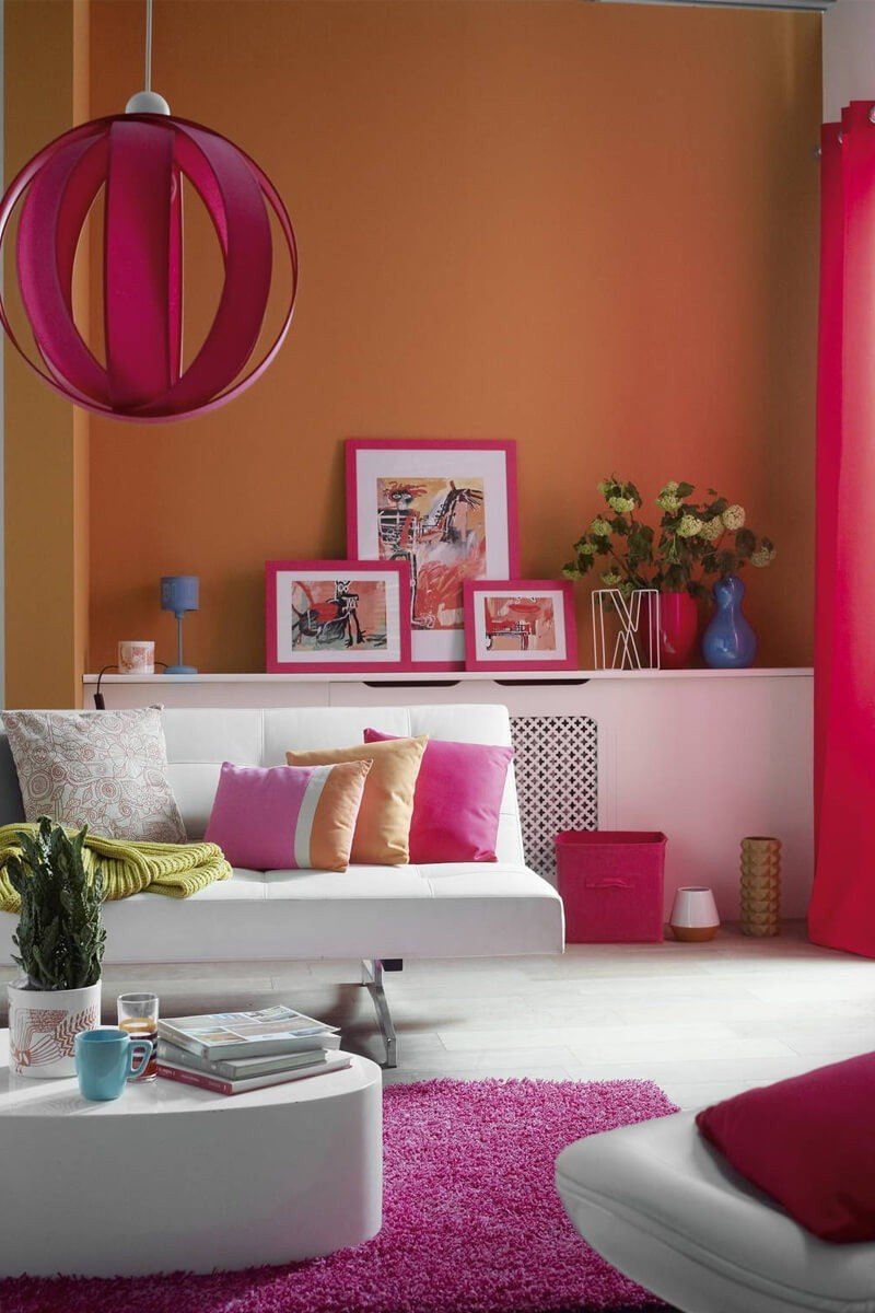 Оранжевый и розовый в интерьере