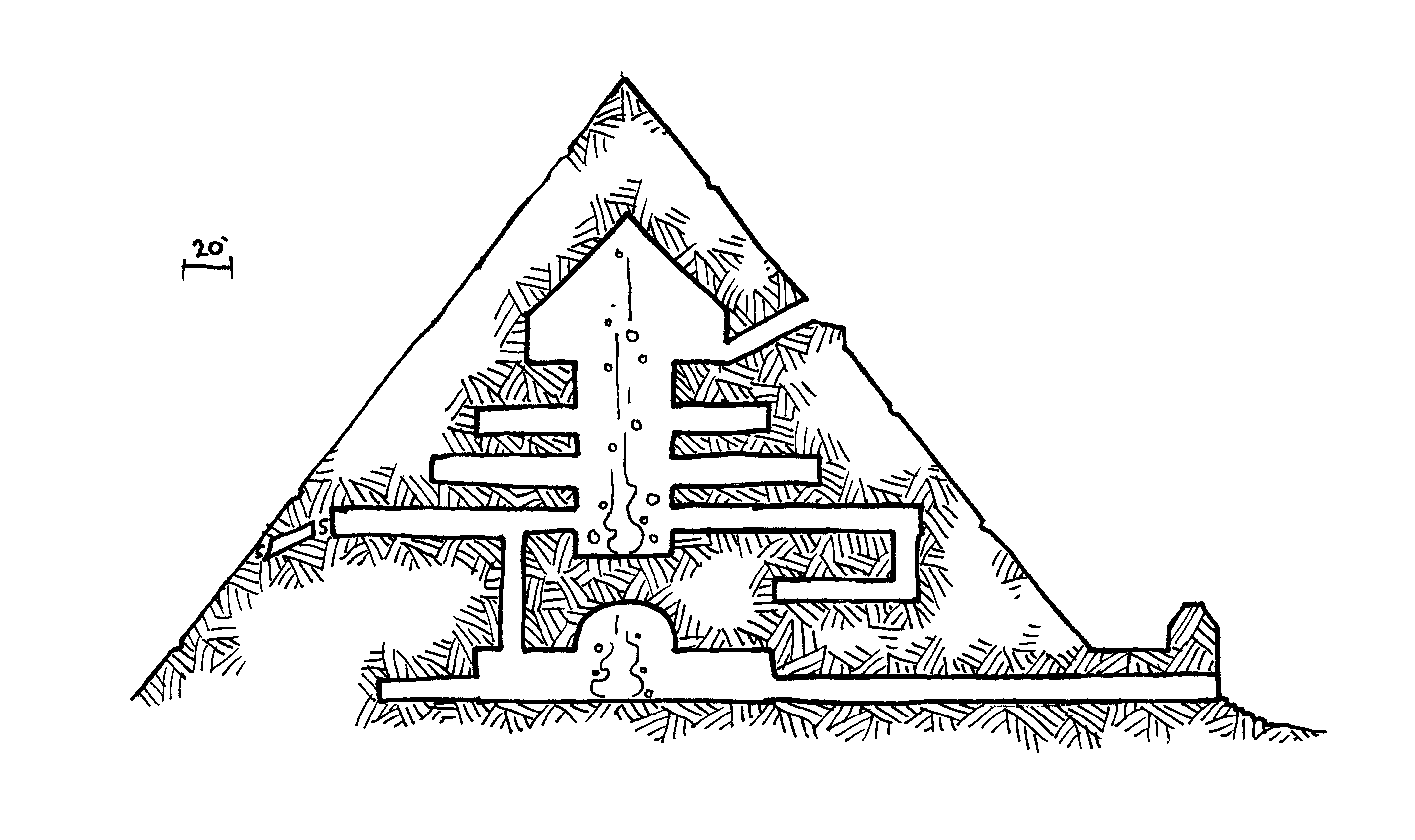 Поперечный разрез пирамиды Хефрена
