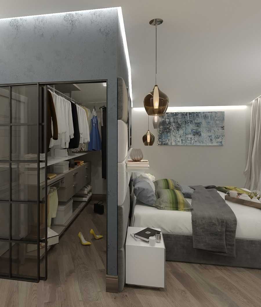 Дизайн однокомнатной квартиры с гардеробной