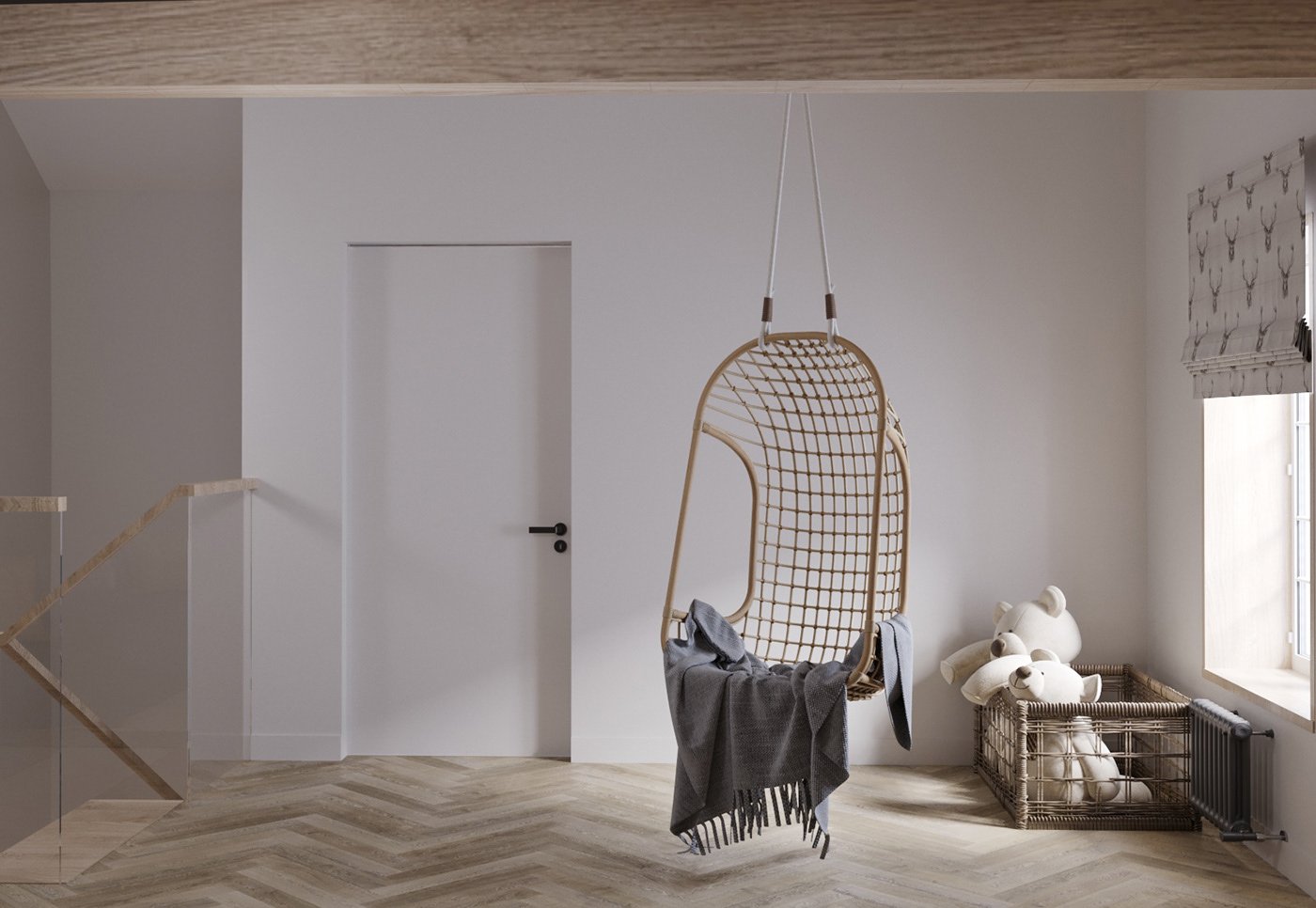 Дизайн комнаты с подвесным креслом