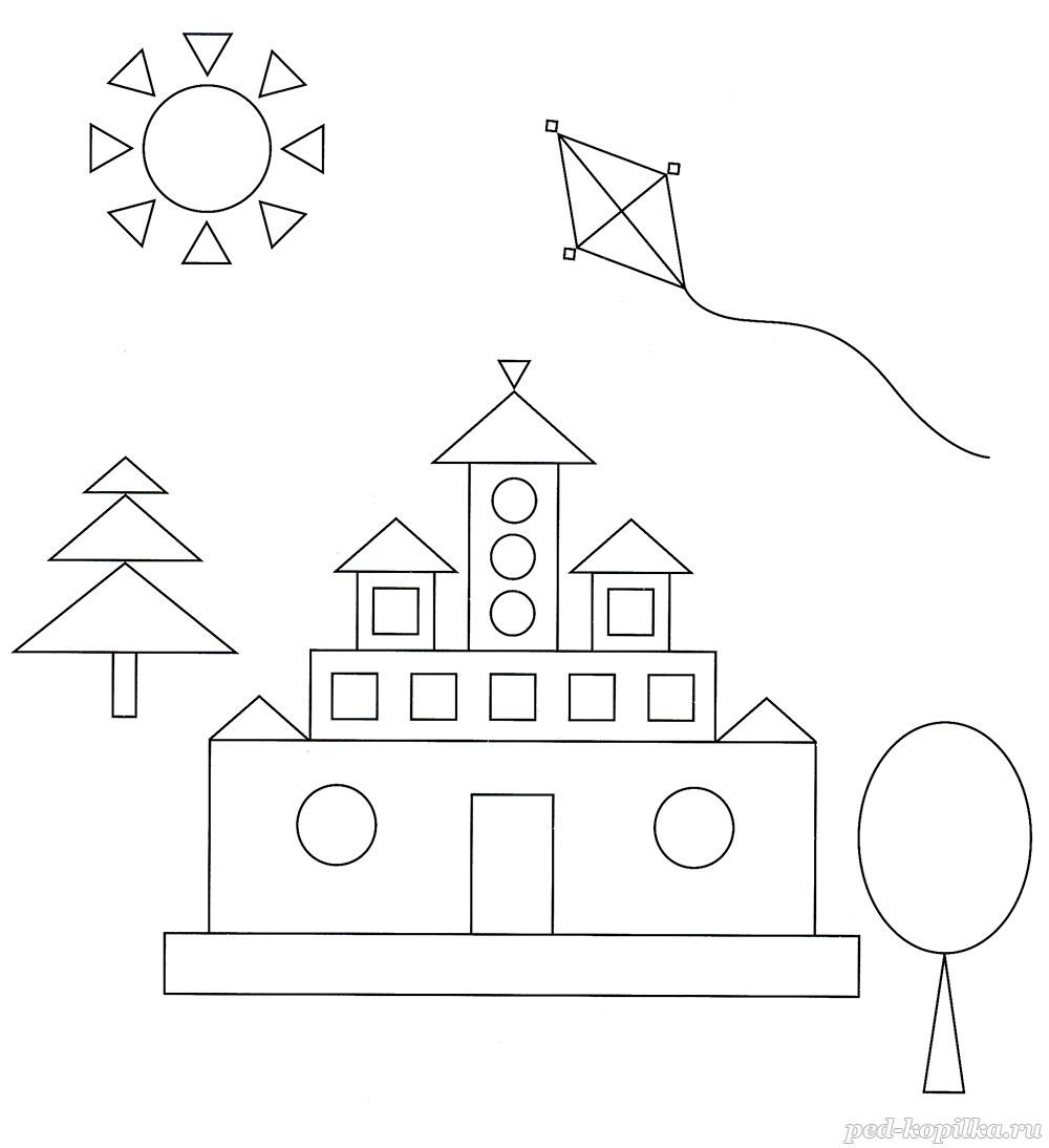 Замок из геометрических фигур для дошкольников