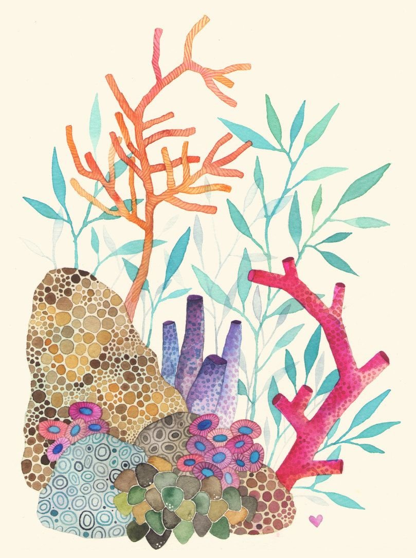 Кораллы акварель