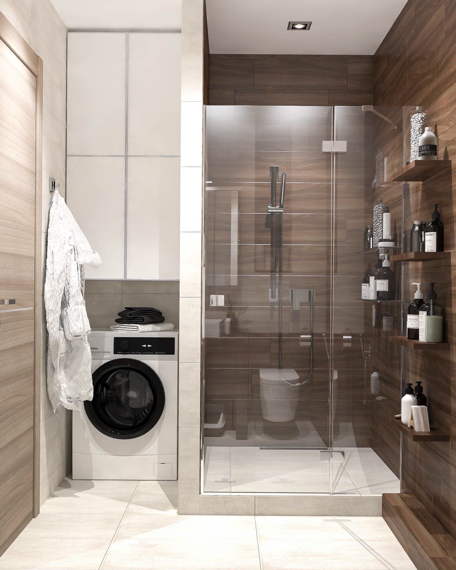Дизайн ванной комнаты с туалетом и стиральной машиной и душевой кабиной в квартире фото дизайн