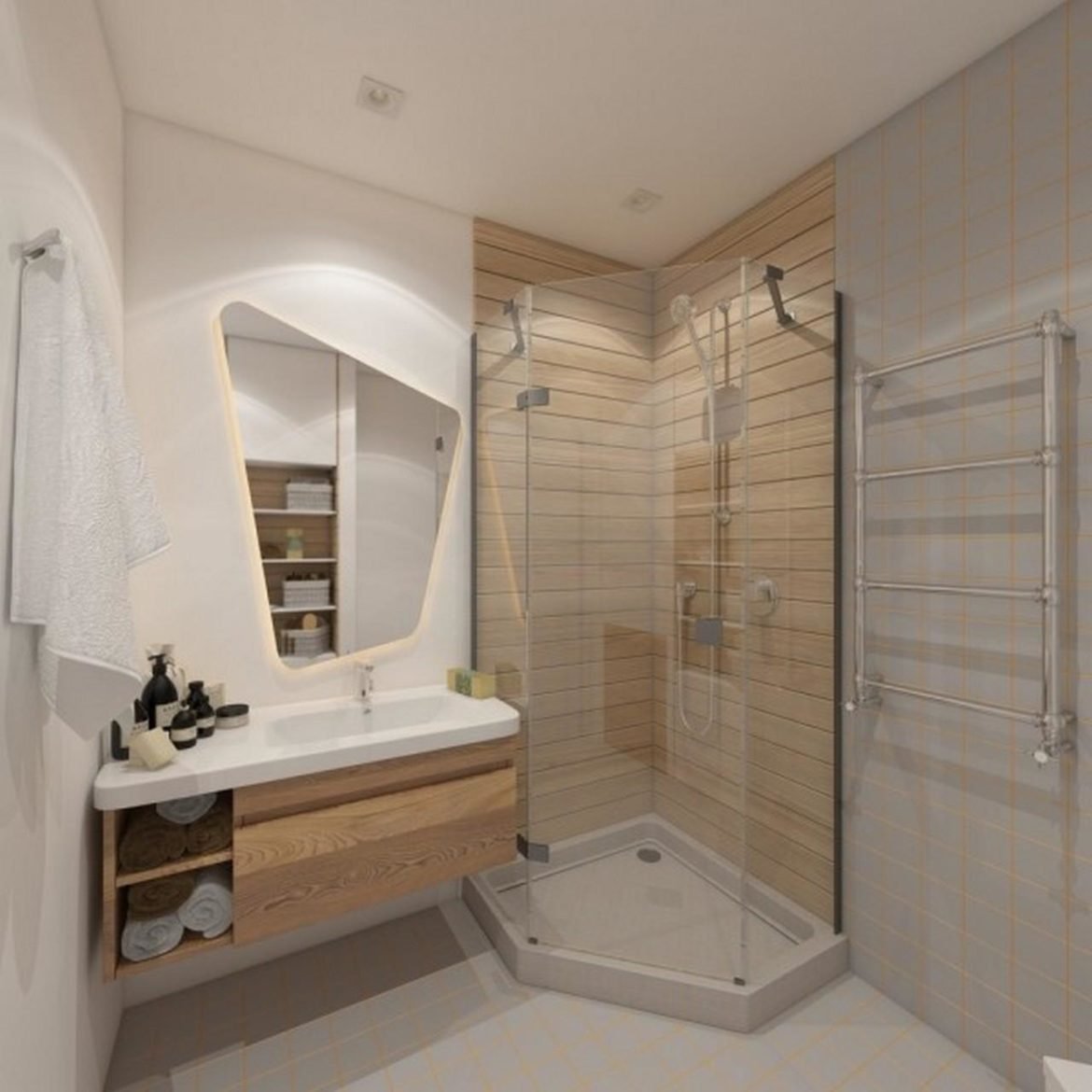 Дизайнерские проекты ванных комнат с душевой кабиной