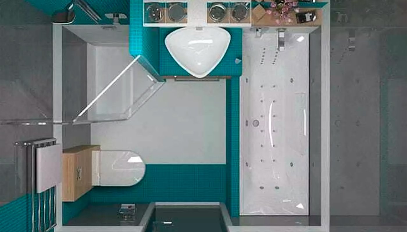 Планировка ванной комнаты с ванной и душевой кабиной