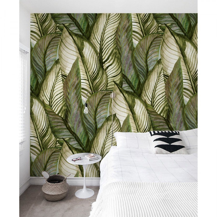 Обои пальмовые листья в спальне