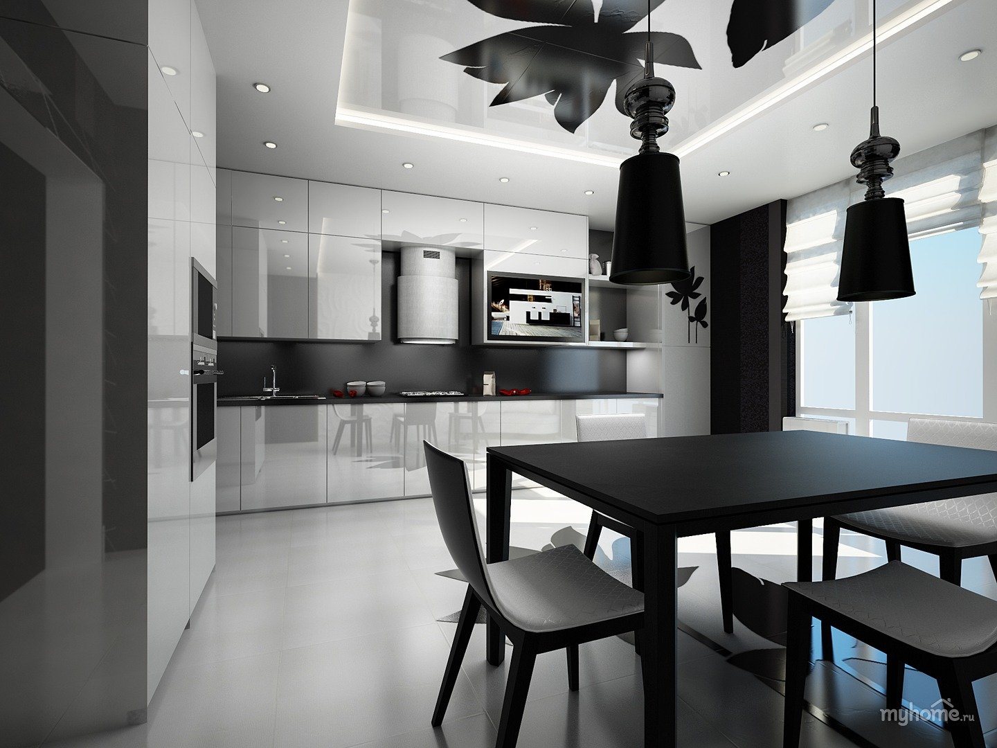 потолок в кухне в стиле минимализм