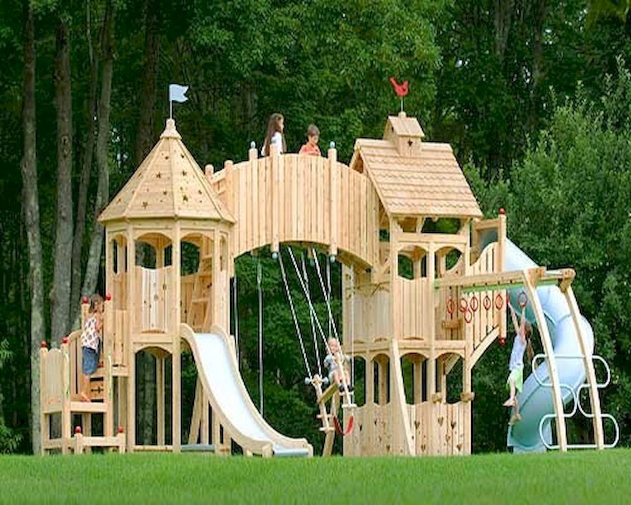 деревянные детские площадки фото