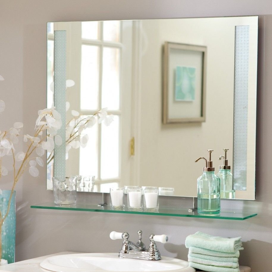 Зеркало с полкой для ванной комнаты