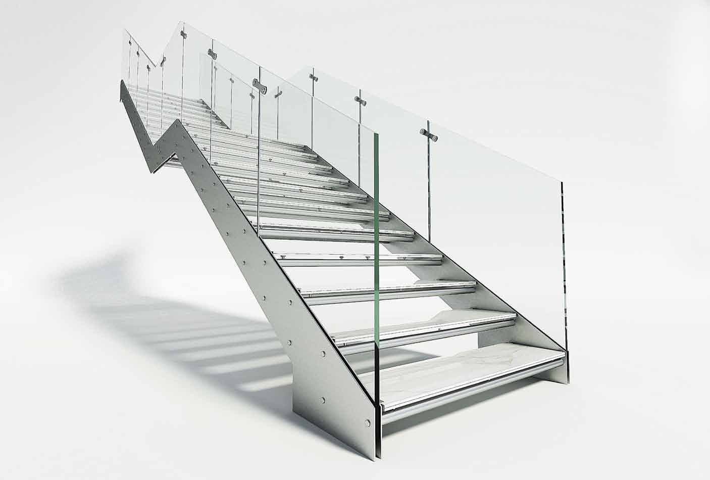 Мет разработка. Лестница ЛСП-3.0. Лестница одномаршевая металлическая. Монолитный косоур.