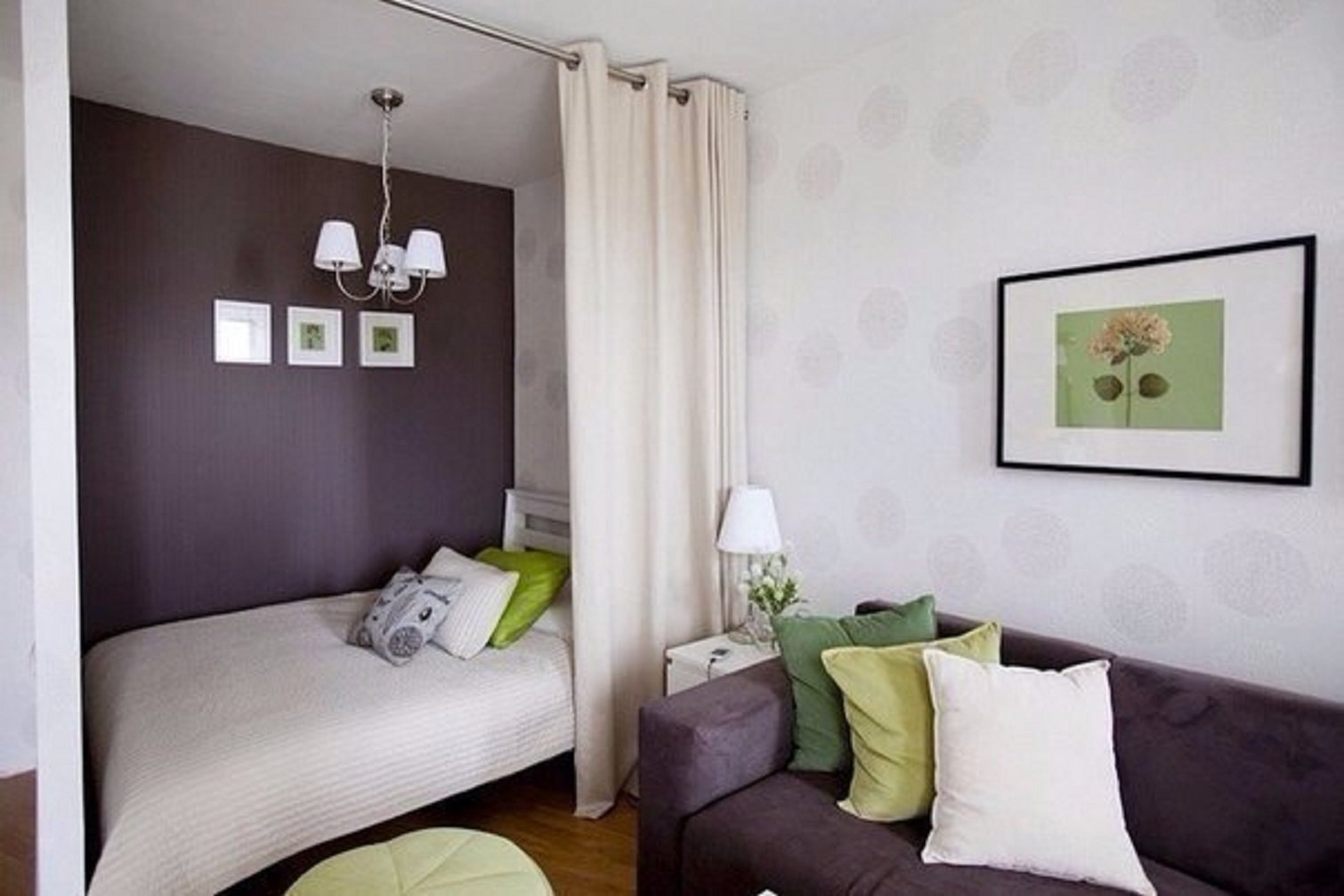 Дизайн спальня в однокомнатной квартире фото