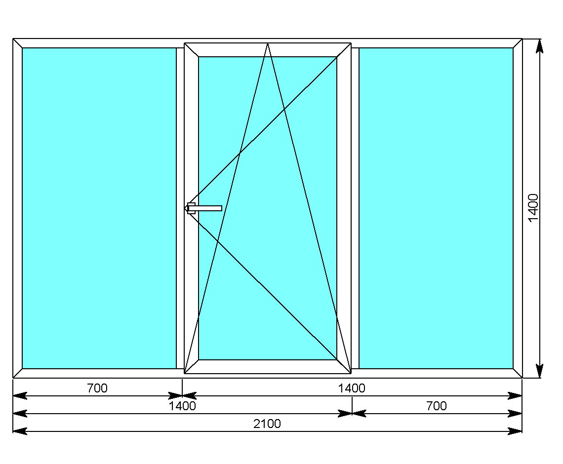 Сколько стандартное окно. Оконный блок ПВХ 1500х1500 схема. Окно 2100х1400 трехстворчатое. Трёхстворчатое ПВХ окно, 1400х2100.