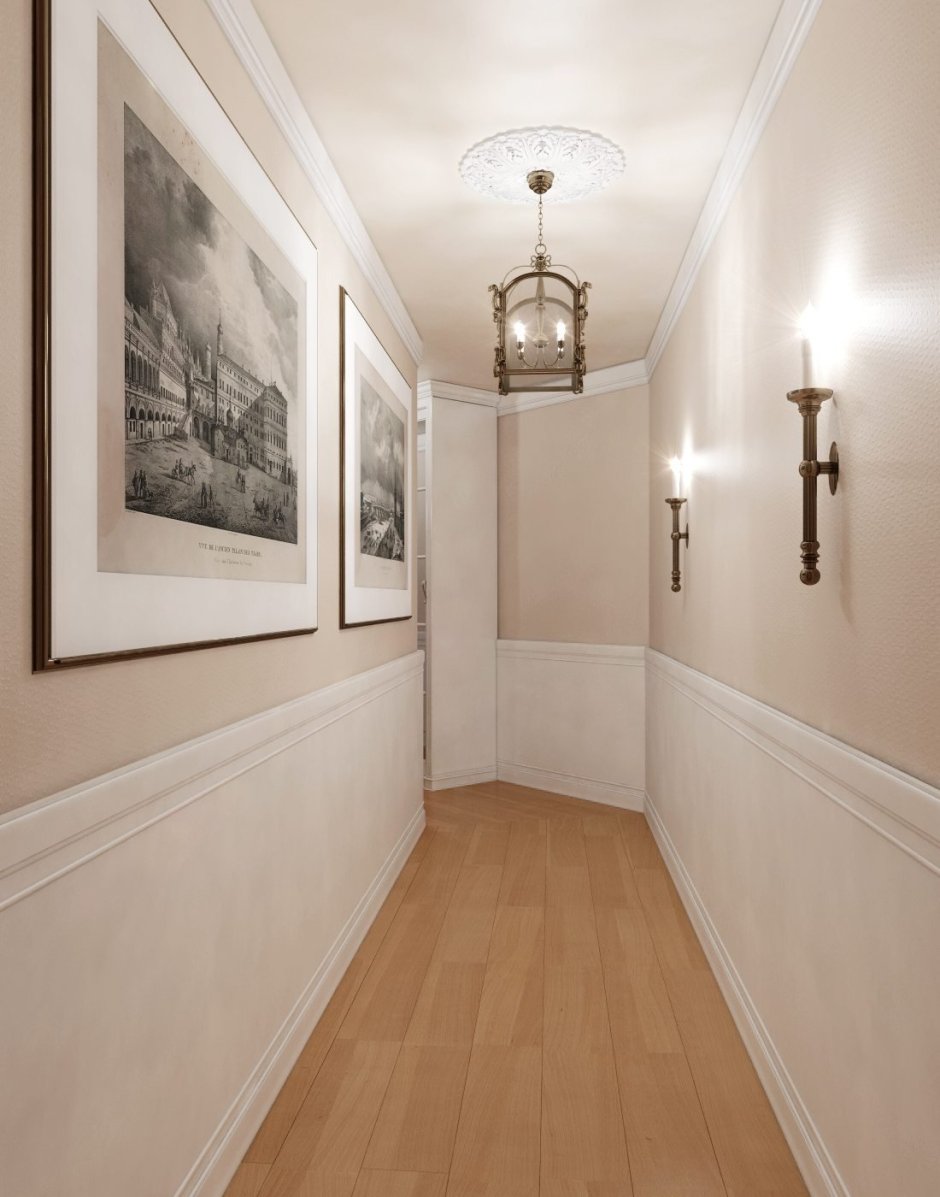Длинный коридор в классическом стиле