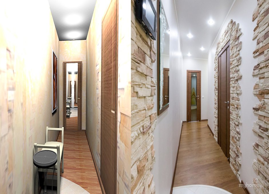 Дизайн длинного коридора в квартире
