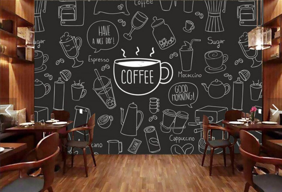 Рисунок на стене в кофейне