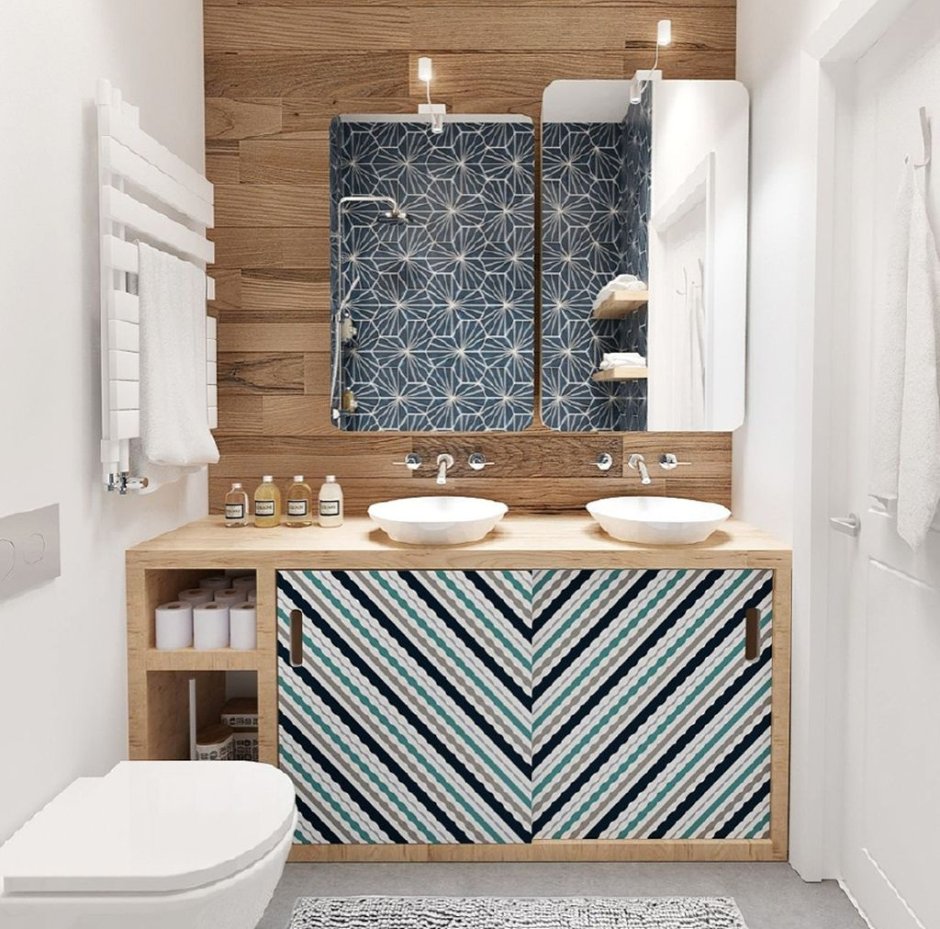Ванная комната в скандинавском в эко стиле