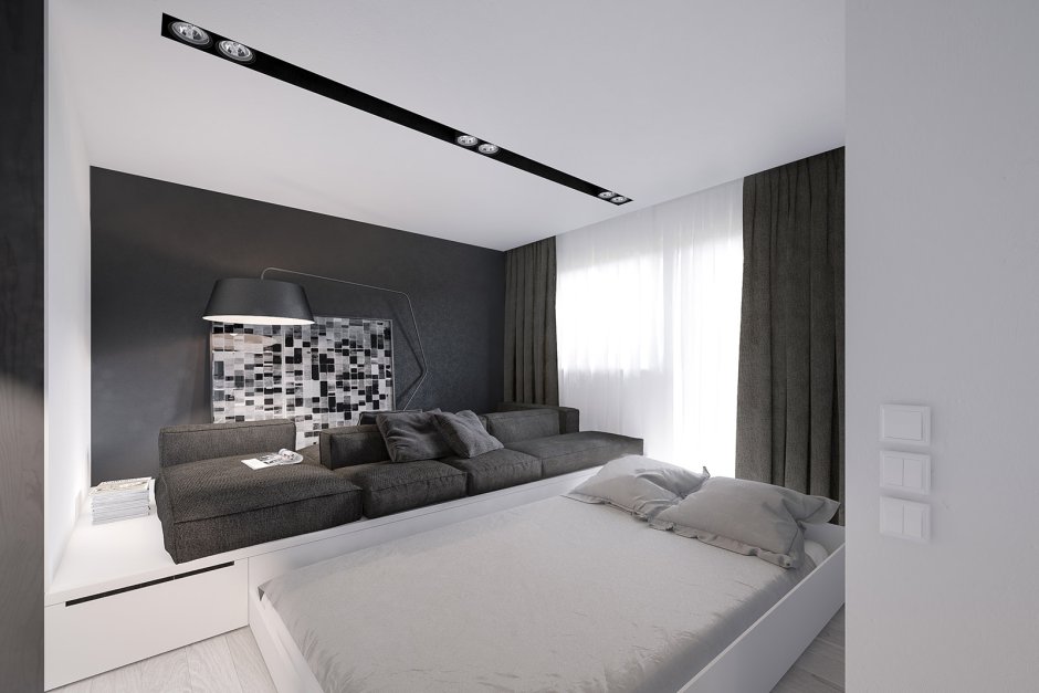 Кровать на подиуме в современном стиле