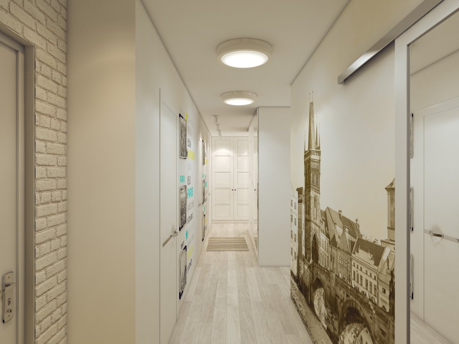 Дизайн длинного коридора в частном доме