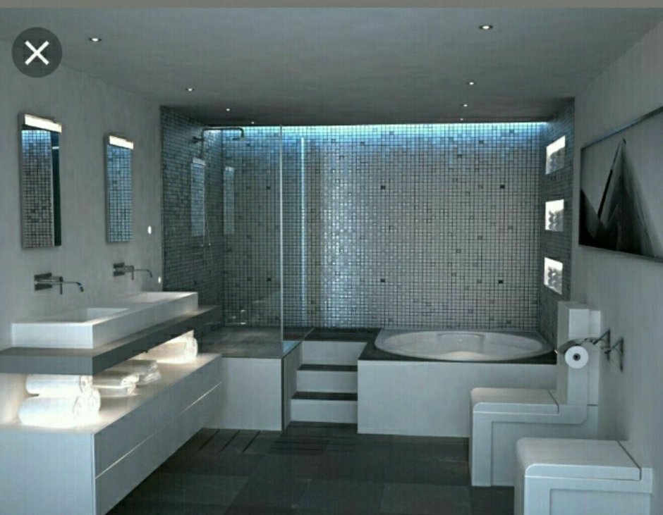 Ванная комната с джакузи и душевой