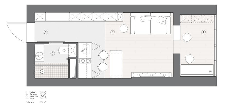 Проект квартиры студии 30 кв.м прямоугольная планировка