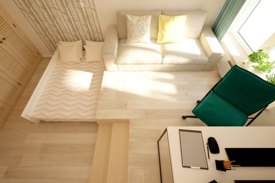 Уютная комната в квартире матрас на полу