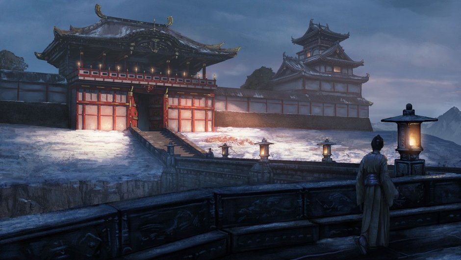 Concept Art environment храм Япония