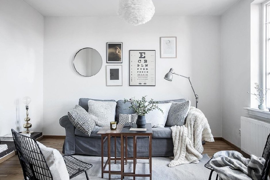 Дизайн квартиры с серым цветом стен