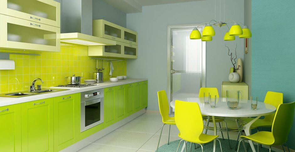 Кухня светло зеленого стиля