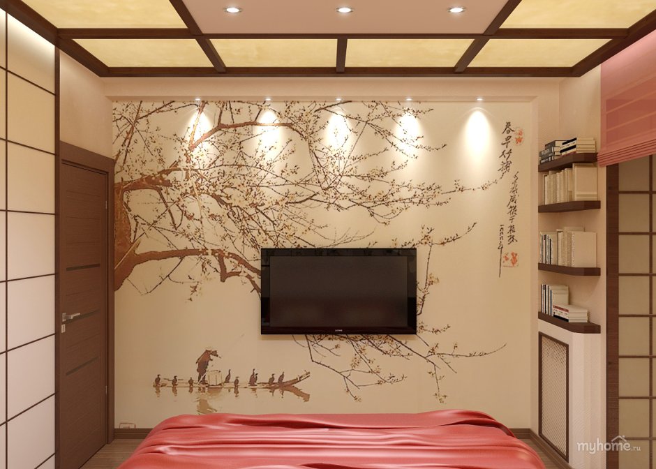 Спальня-гостиная в японском стиле