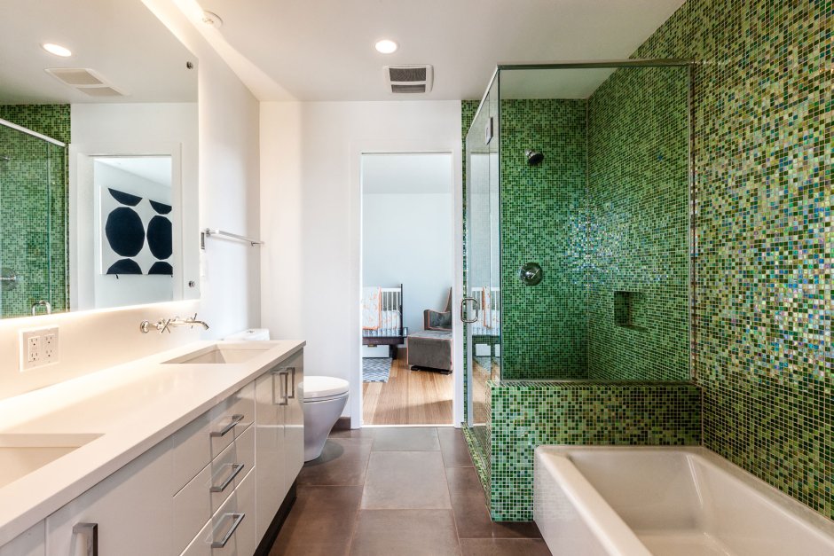 Ванная комната мозаика зеленая