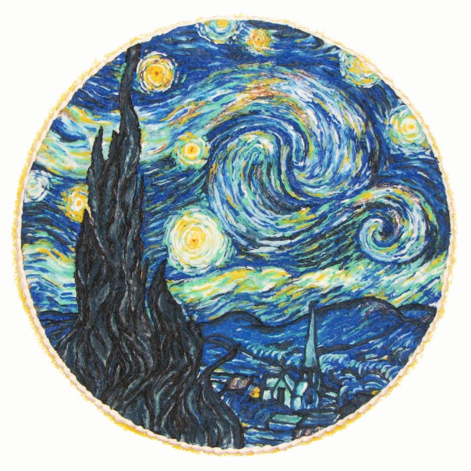 Van Gogh Звездная ночь витраж