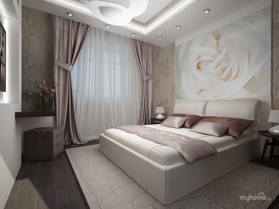 Спальня в современном стиле в светлых тонах