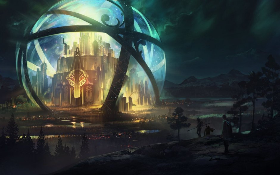 Город купол scifi концепт Art